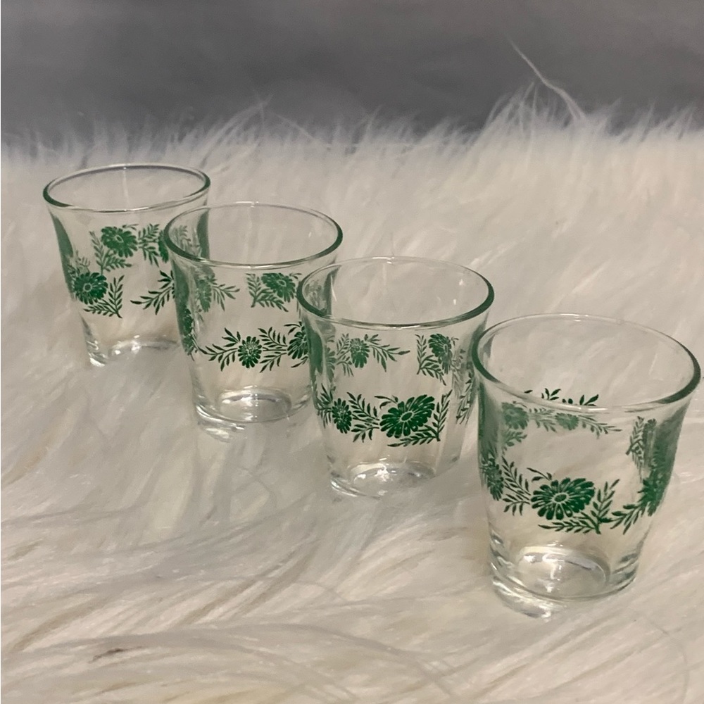 Made in Italy green floral clear‎ shot glassses (lot of 4) - Picture 2 of 7